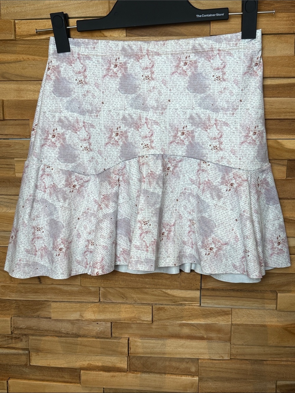 Denise Cornwall Skort Floral Ruffle Mini Skirt in Blush Pink
